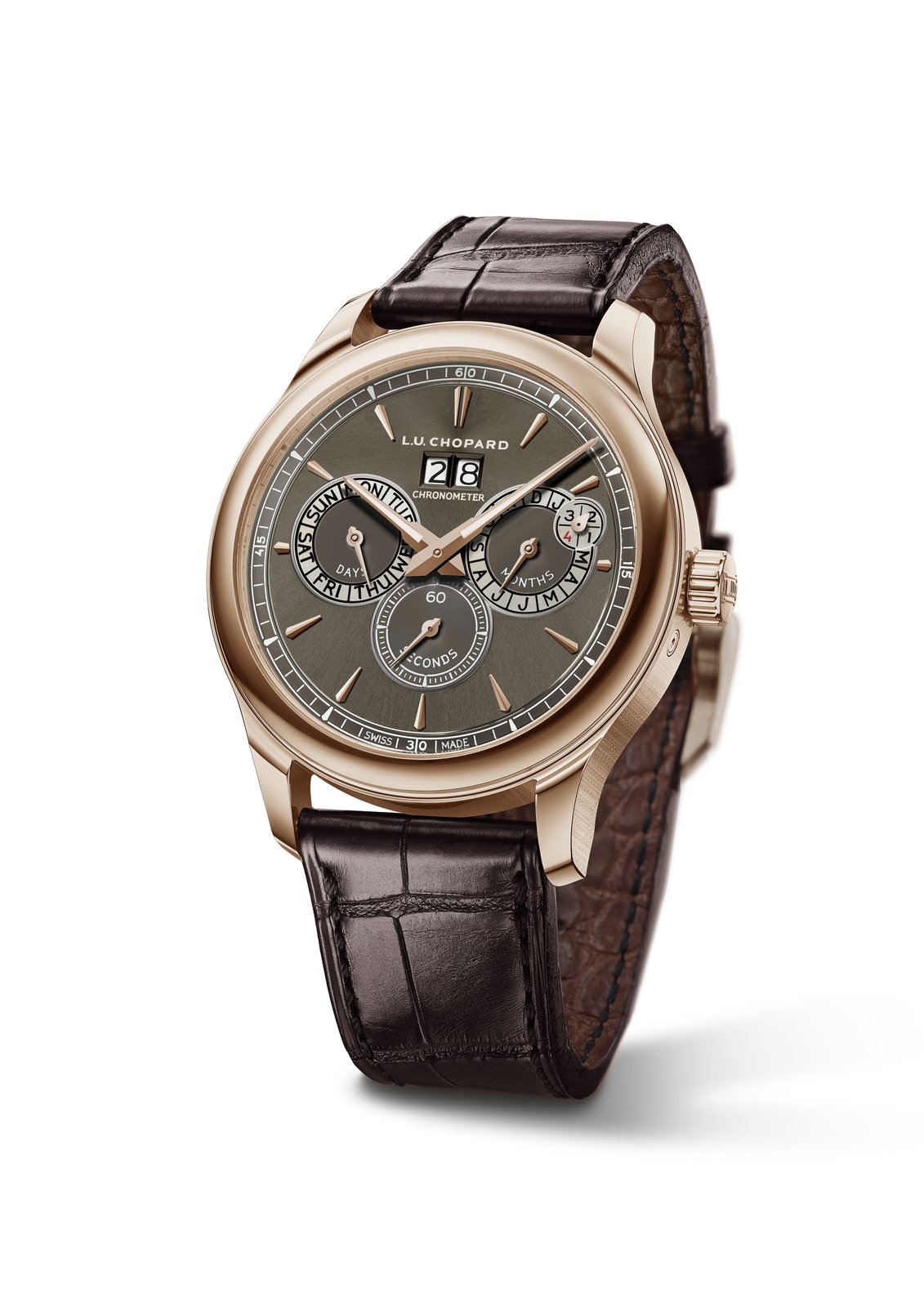 L.U.C Perpetual Twin Automatic Perpetual Calendar 43mm Stainless Steel and  Nubuck Watch, Ref. No. 168561-3003