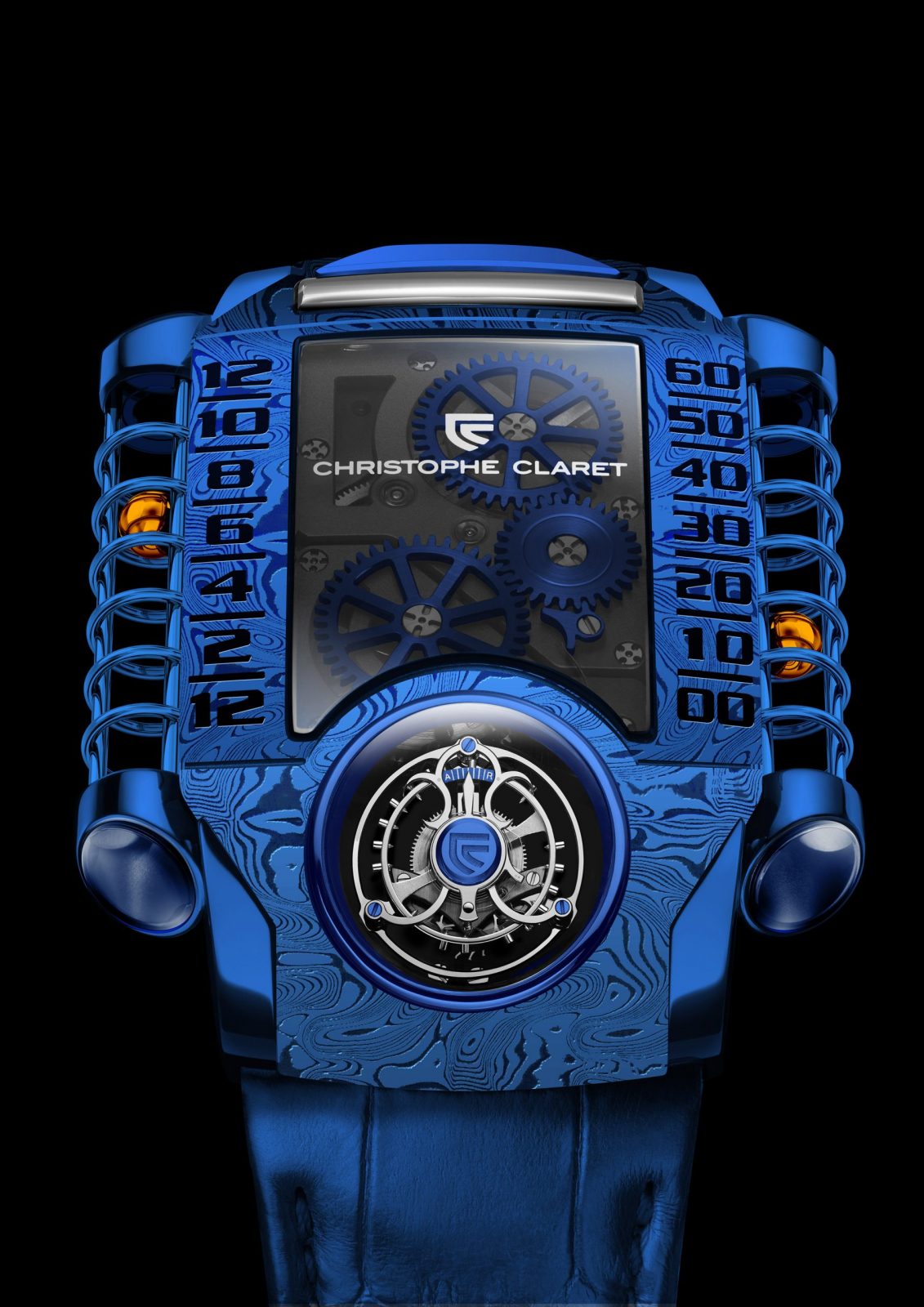 Blue X-TREM-1 Damascus Watch - Claret Love I Christophe