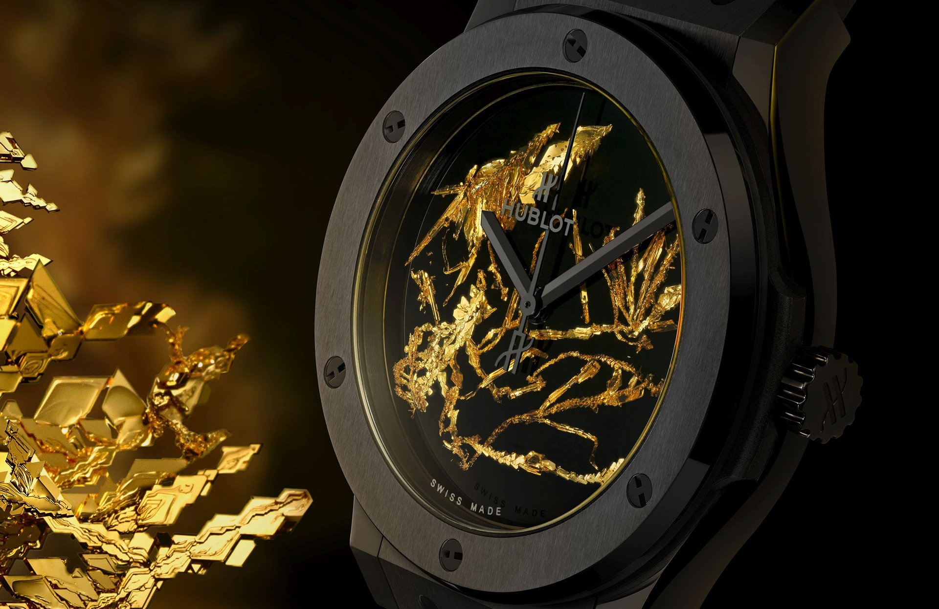 Hublot Classic Fusion Gold Crystal Watch I Love