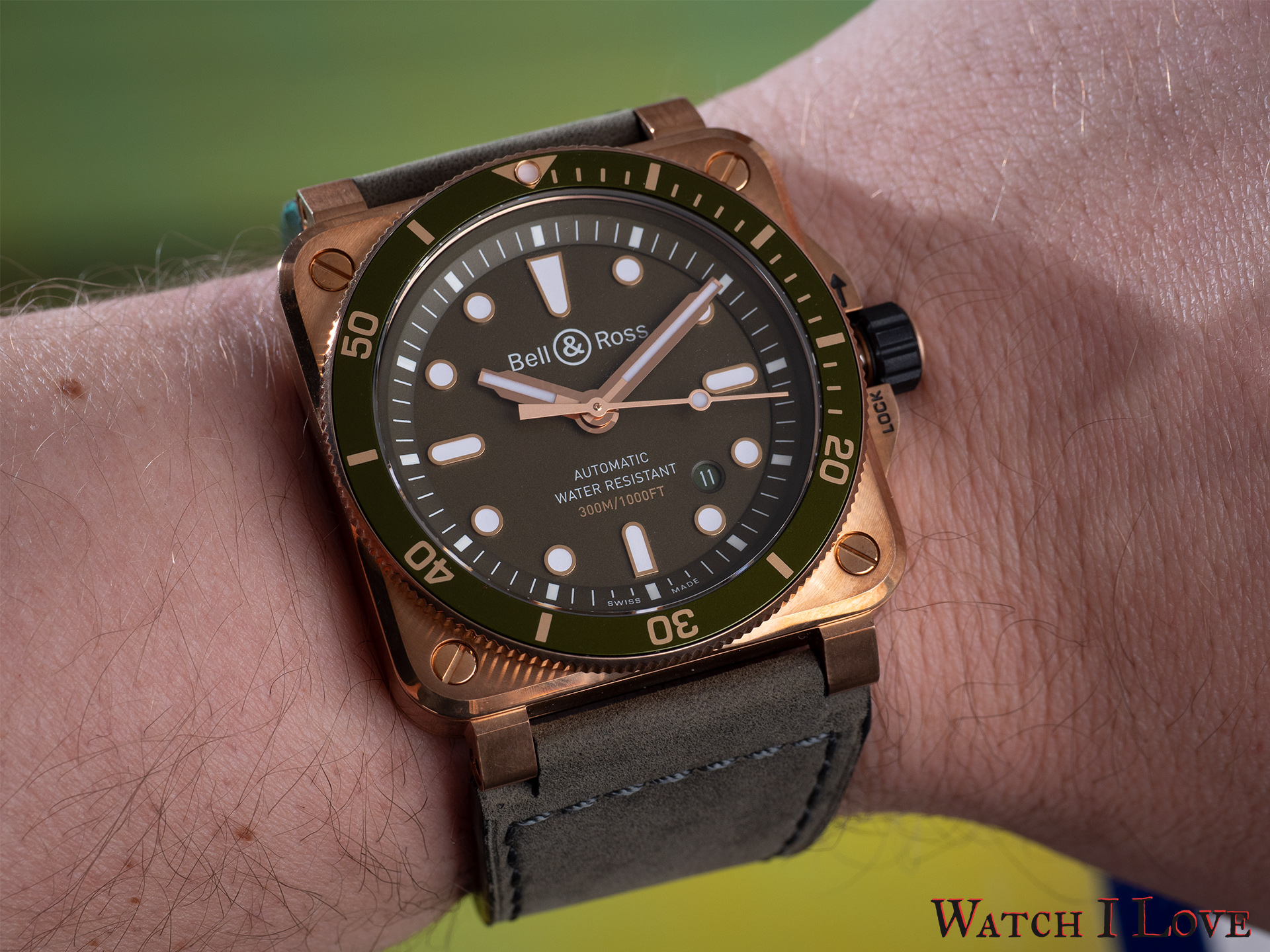 Bell\u0026Ross BR03-92 Green Bronze Diver 